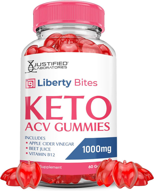 Justified Laboratories Liberty Bites Keto ACV Gummies 1000MG with Pomegranate Beet Juice - 60 Vegan Gummys