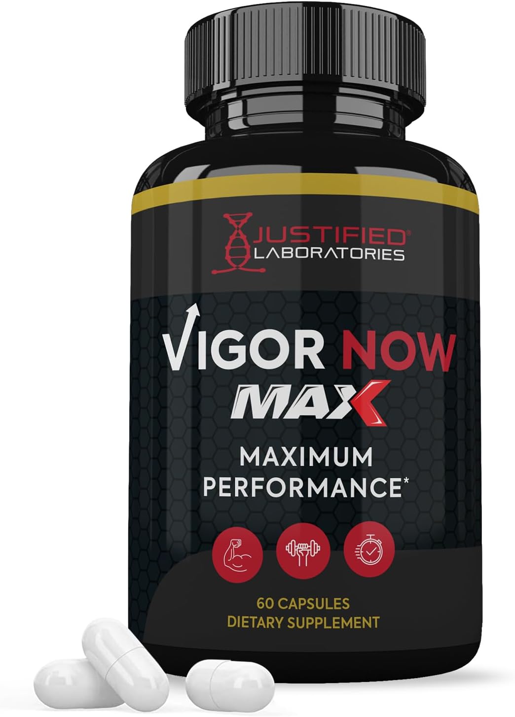 Justified Laboratories Vigor Now Max 1600MG Men's Health Formula - 60 Capsules for Enhanced Vitality and Wellness