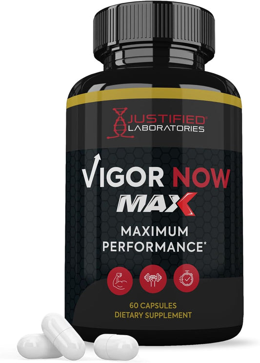 Justified Laboratories Vigor Now Max 1600MG Men's Health Formula - 60 Capsules for Enhanced Vitality and Wellness