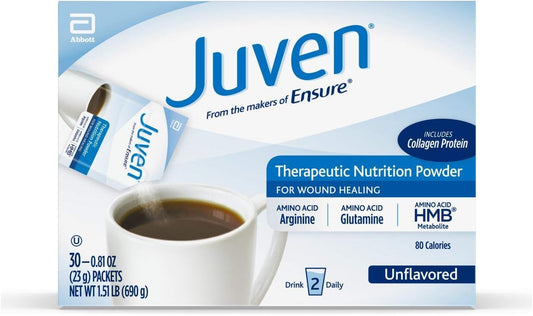 Juven Therapeutic Nutrition Drink Mix Powder with Collagen Protein for Wound Healing, 30 Count, Unflavored