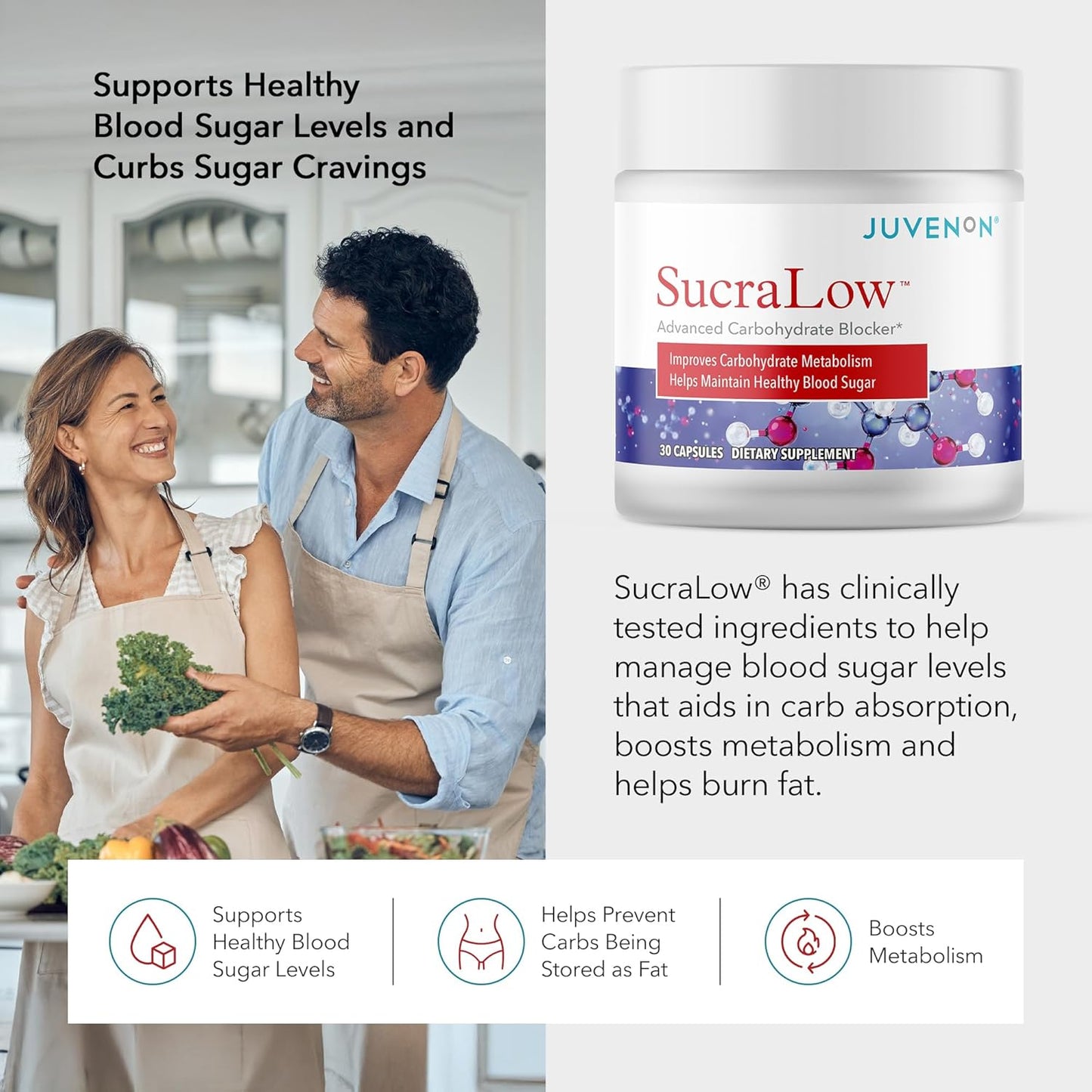 Juvenon Surcalow: Daily Carbohydrate & Vitality Support - Metabolism & Energy Supplement (30 Capsules)