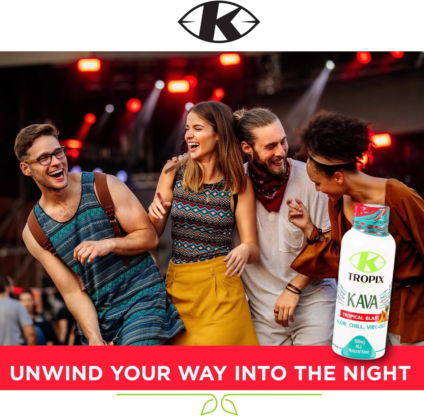 K-Tropix Kava Shot Tropical Blast - 500mg Wellness Shots for Relaxation & Stress Relief - Kava Drink - 12 Pack