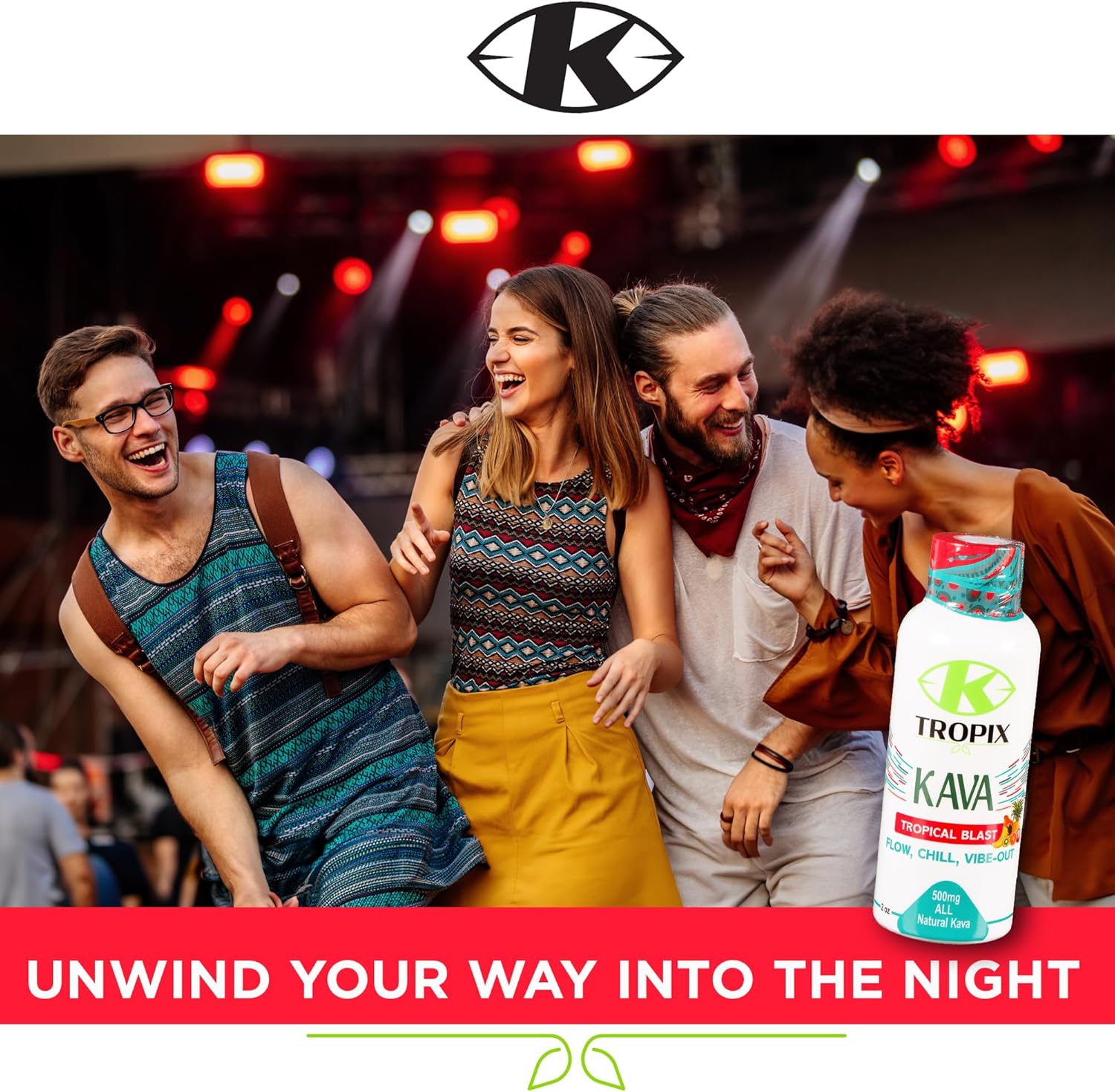 K-Tropix Kava Shot Tropical Blast - 500mg Wellness Shots for Relaxation & Stress Relief - Kava Drink - 12 Pack