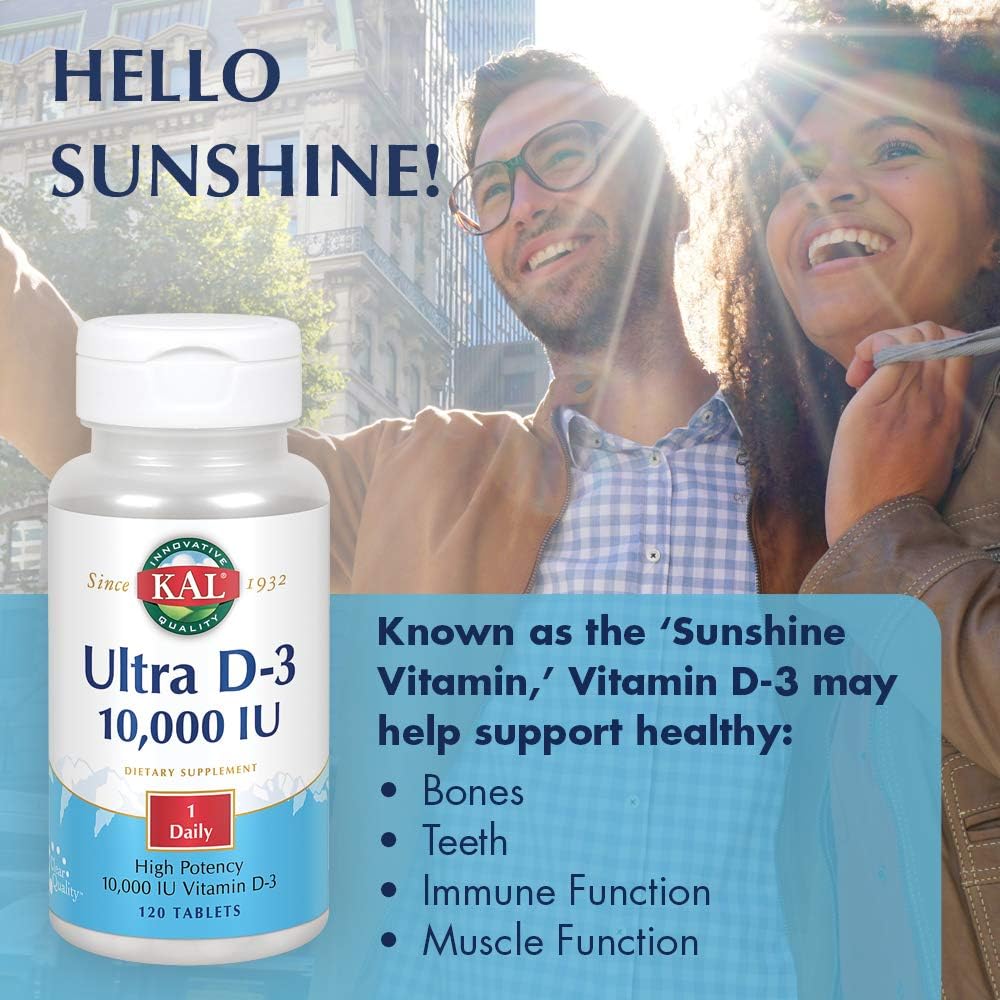 KAL 10000 Iu Ultra D-3 Tablets, 120 Count | Pack of 3