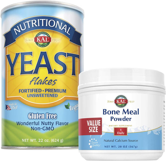 KAL Bone Meal Powder and Nutritional Yeast Combo Pack | 20oz and 22oz