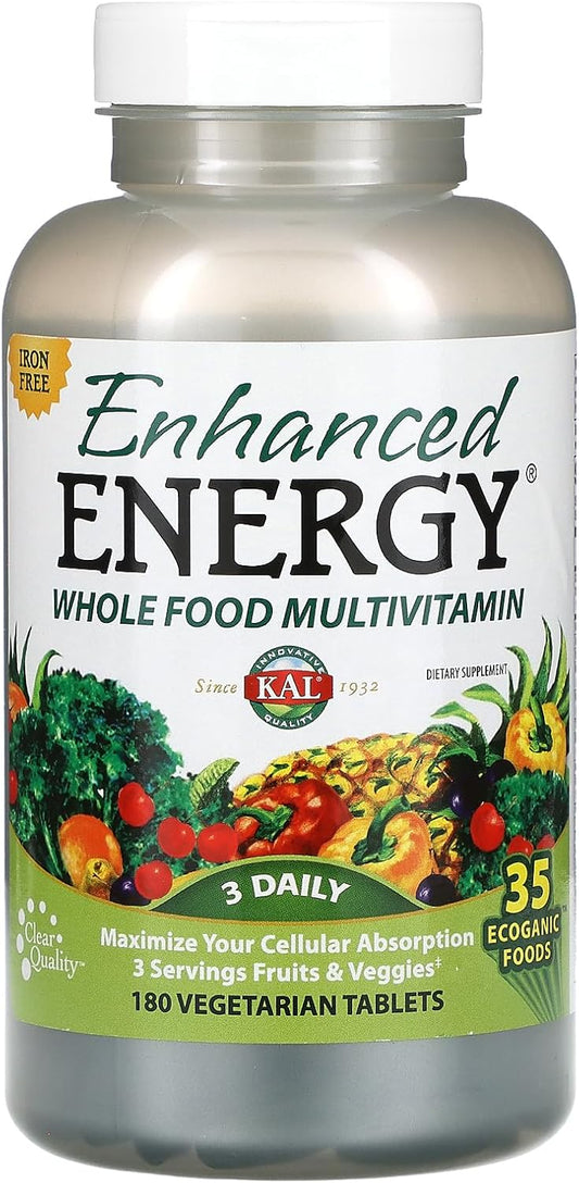 Kal Enhanced Energy Iron Free Multivitamin for Vegetarians - 180 Tablets