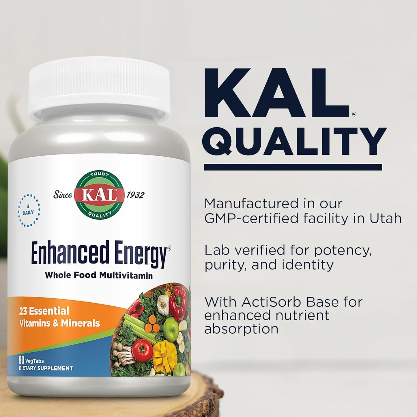 Kal Enhanced Energy Supplement, 90 Tablets for Increased Vitality and Focus