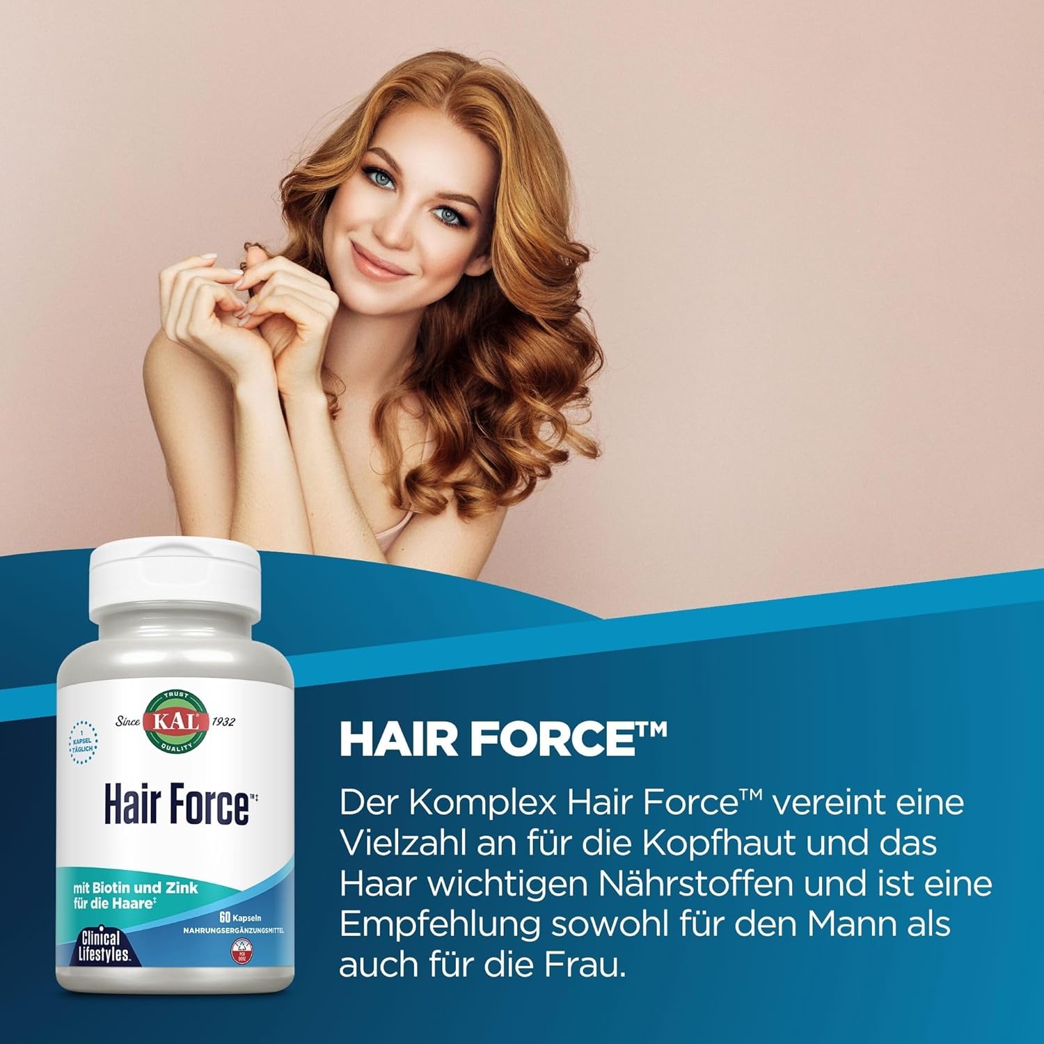 Kal Hair Force Capsules - Natural Hair Growth Supplement, 60 Count