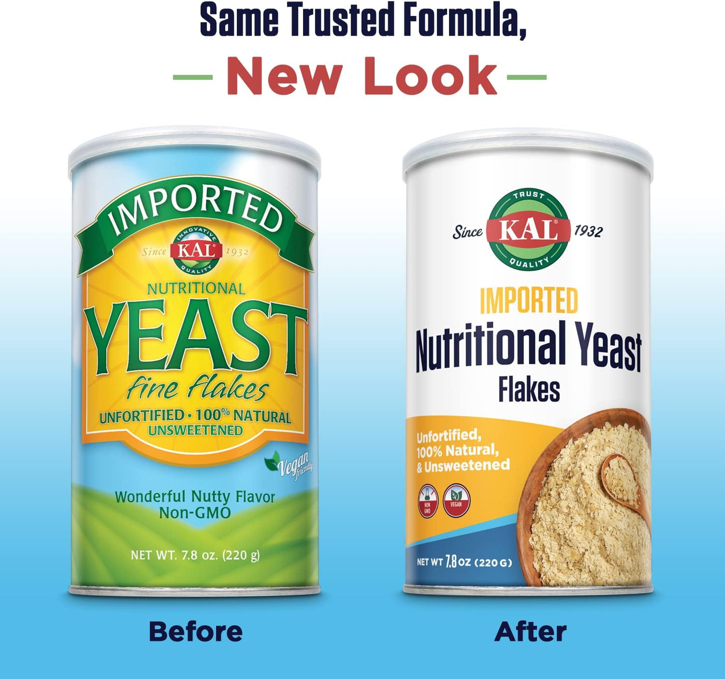 KAL Imported Nutritional Yeast Flakes, Unfortified & Unsweetened, 100% Natural Source of Amino Acids & B Vitamins, Non-GMO & Vegan, 7.8oz