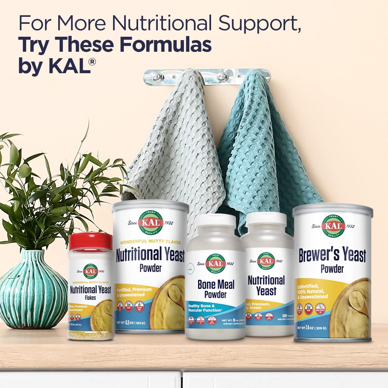 KAL Imported Nutritional Yeast Flakes, Unfortified & Unsweetened, 100% Natural Source of Amino Acids & B Vitamins, Non-GMO & Vegan, 7.8oz