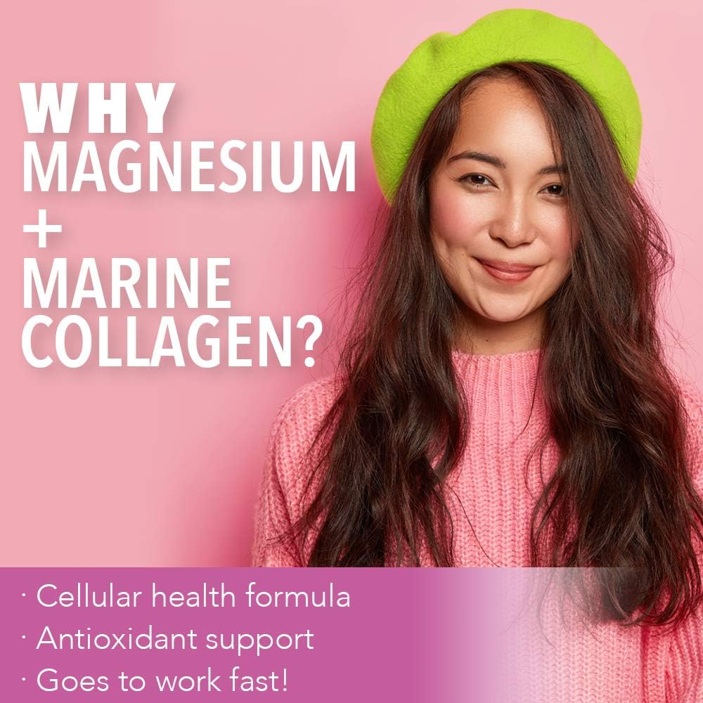 KAL Pretty Magnesium Drink with Marine Collagen for Glowing Skin | 325mg Mag Citrate | Cellular & Skin Health | 10.7oz, 70 Servings