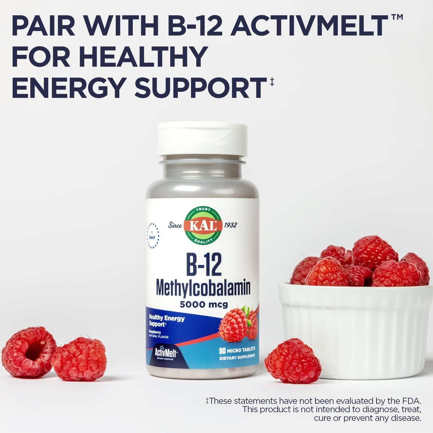 KAL Vitamin D-3 5000 IU ActivMelt Micro Tablets - Lemon Lime Flavor - Immune & Bone Support - 90 Servings