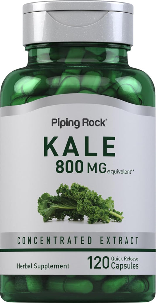 Kale Extract Capsules 800mg | 120 Count | Gluten Free & Non-GMO Supplement by Piping Rock
