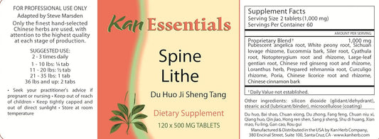 Kan Herbs Essentials Spine Lithe 120 Tablets - Support for a Supple Spine