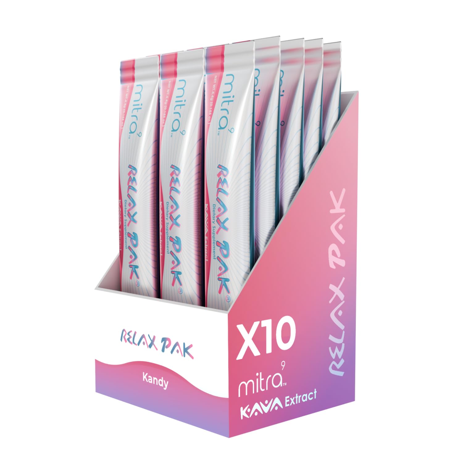 Kandy Kava Extract Powder Packets - Mitra9 RelaxPak for Natural Calm & Clarity - Mood Enhancer Stick Packets (10)