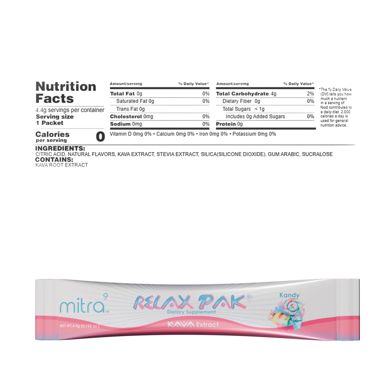 Kandy Kava Extract Powder Packets - Mitra9 RelaxPak for Natural Calm & Clarity - Mood Enhancer Stick Packets (10)