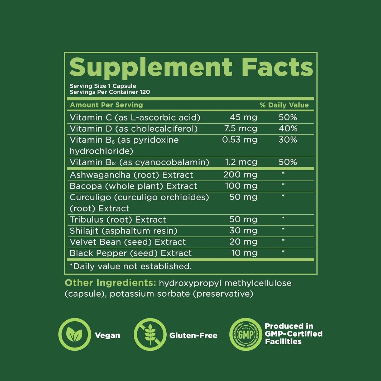 KAPIVA MEN Stress Support Supplement with Ashwagandha, Bacopa, and Tribulus - Promotes Relaxation and Mental Well-being, 60 Day Supply, 120 Capsules