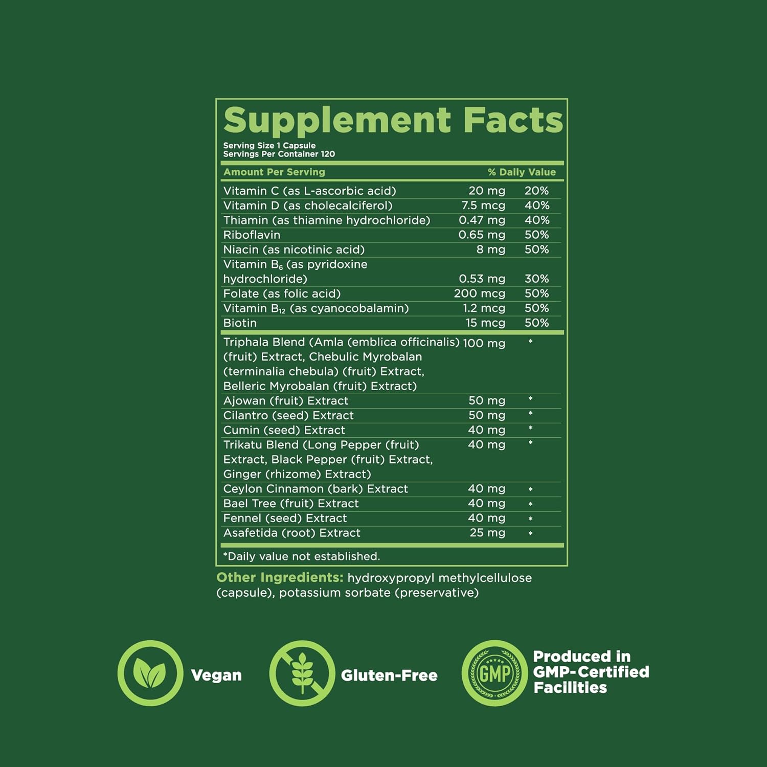 Kapiva Men's Digestive Health Supplement with Triphala, Ajwain, Cumin, Vitamins - 120 Capsules - 60 Day Supply