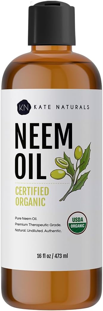 Kate Naturals Neem Oil Plant Spray - 100% Pure Cold Pressed Concentrate with Azadirachtin - Safe for Pets - 16oz
