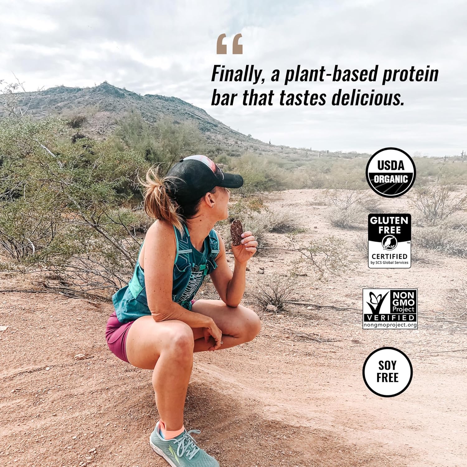 Kate’s Real Food Organic Protein Bars (Peanut Butter Brownie, 2.2 oz, Pack of 12) - Plant Based, Gluten Free, Soy Free, Non GMO Organic Protein Bars
