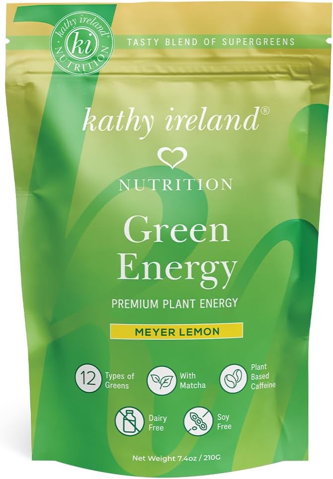 Kathy Ireland Nutrition Green Energy Powder - 7.4 oz, Superfood Blend for Increased Energy and Vitality