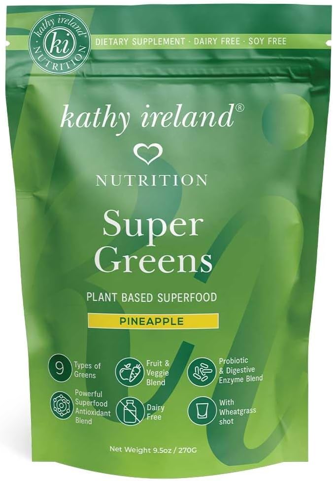 Kathy Ireland Nutrition Pineapple Plant Based Super Greens Powder Mix - 9.5oz