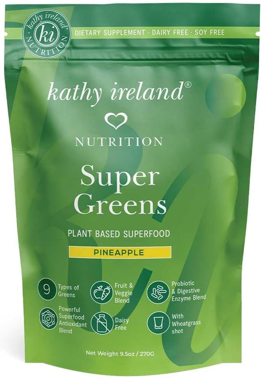 Kathy Ireland Nutrition Pineapple Plant Based Super Greens Powder Mix - 9.5oz