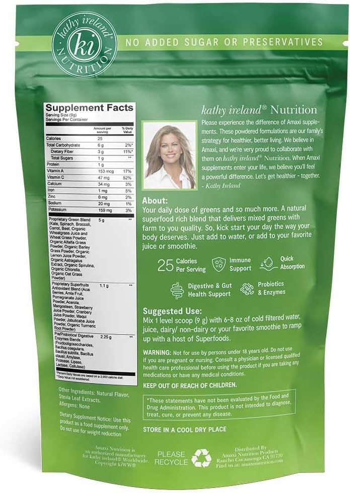 Kathy Ireland Nutrition Pineapple Plant Based Super Greens Powder Mix - 9.5oz