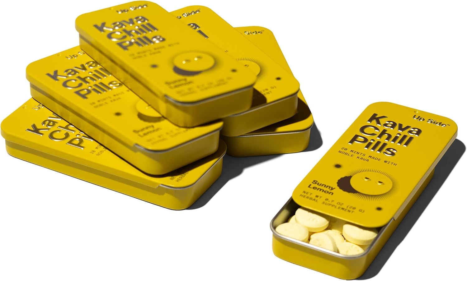 Kava Kava Chill Pills Sunny Lemon Flavor - Natural Stress Support Supplement, 6 Pack of 20 Mints