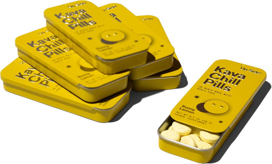 Kava Kava Chill Pills Sunny Lemon Flavor - Natural Stress Support Supplement, 6 Pack of 20 Mints