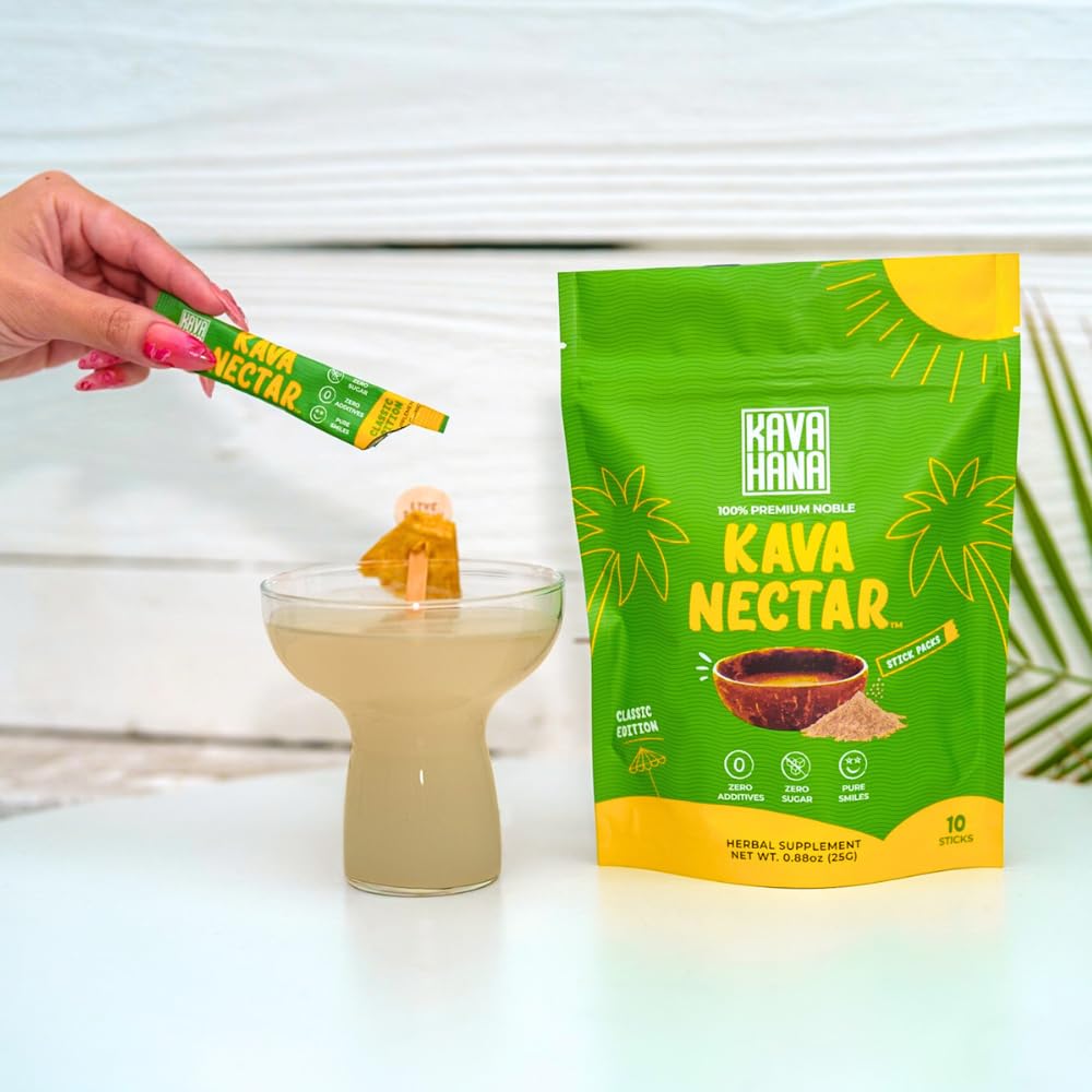 Kavahana Kava Nectar Stick Packs - Ceremonial Grade Kava Powder for Social Uplift and Stress Relief
