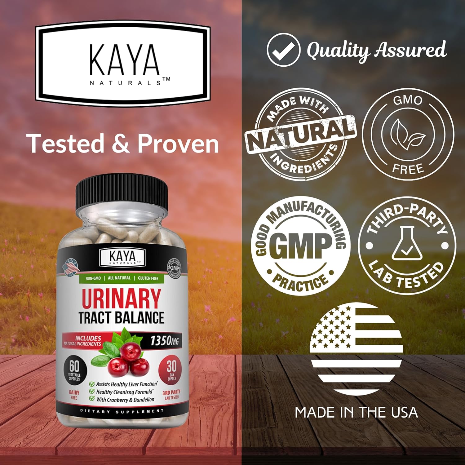 Kaya Naturals D-Mannose Capsules - Urinary Tract Cleanse with Cranberry, Hibiscus, & Dandelion Root - Bladder Health Supplement - 60 Veggie Caps