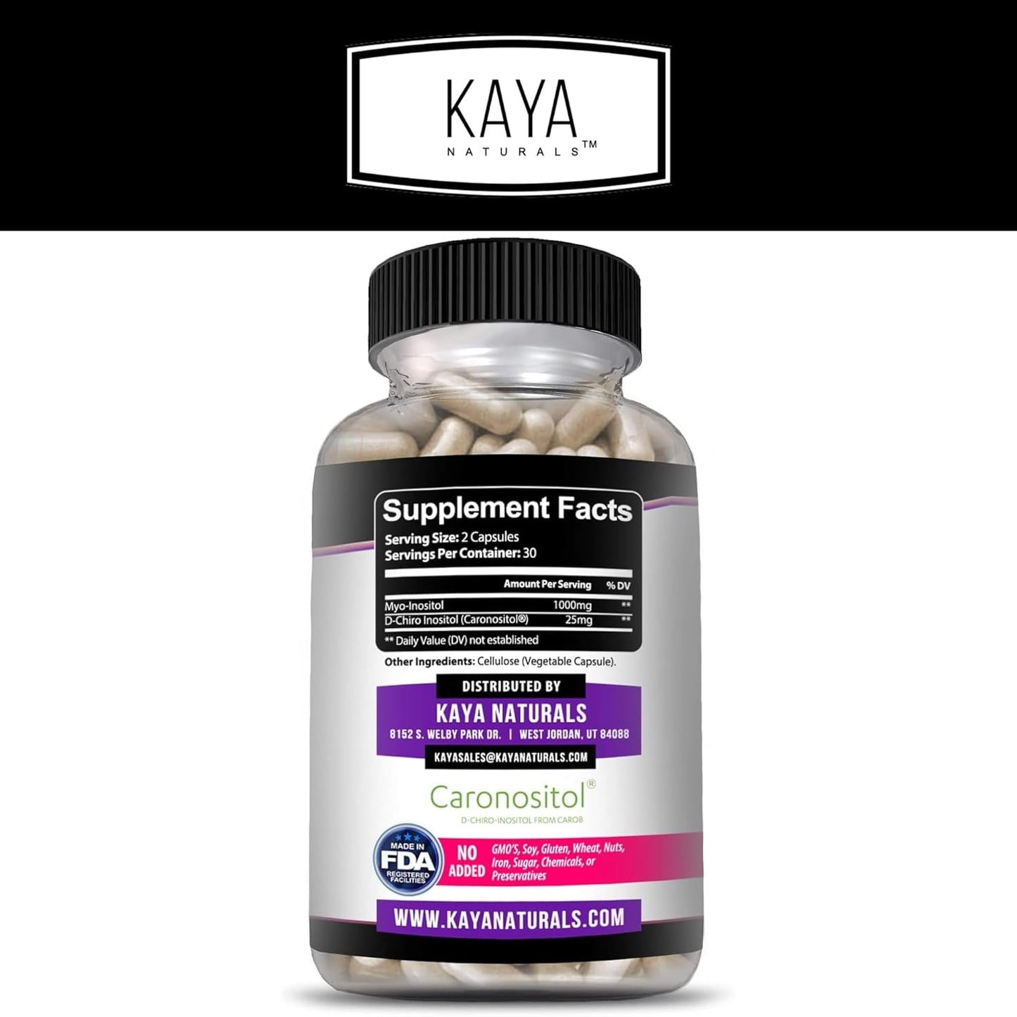 Kaya Naturals Myo & D-Chiro Inositol Plus Women's Vitamin B8 Supplement - 60 Capsules - BoostGo Australia