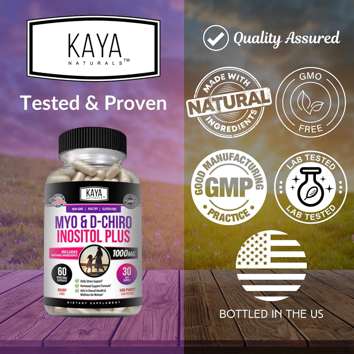 Kaya Naturals Myo & D-Chiro Inositol Plus Women's Vitamin B8 Supplement - 60 Capsules - BoostGo Australia
