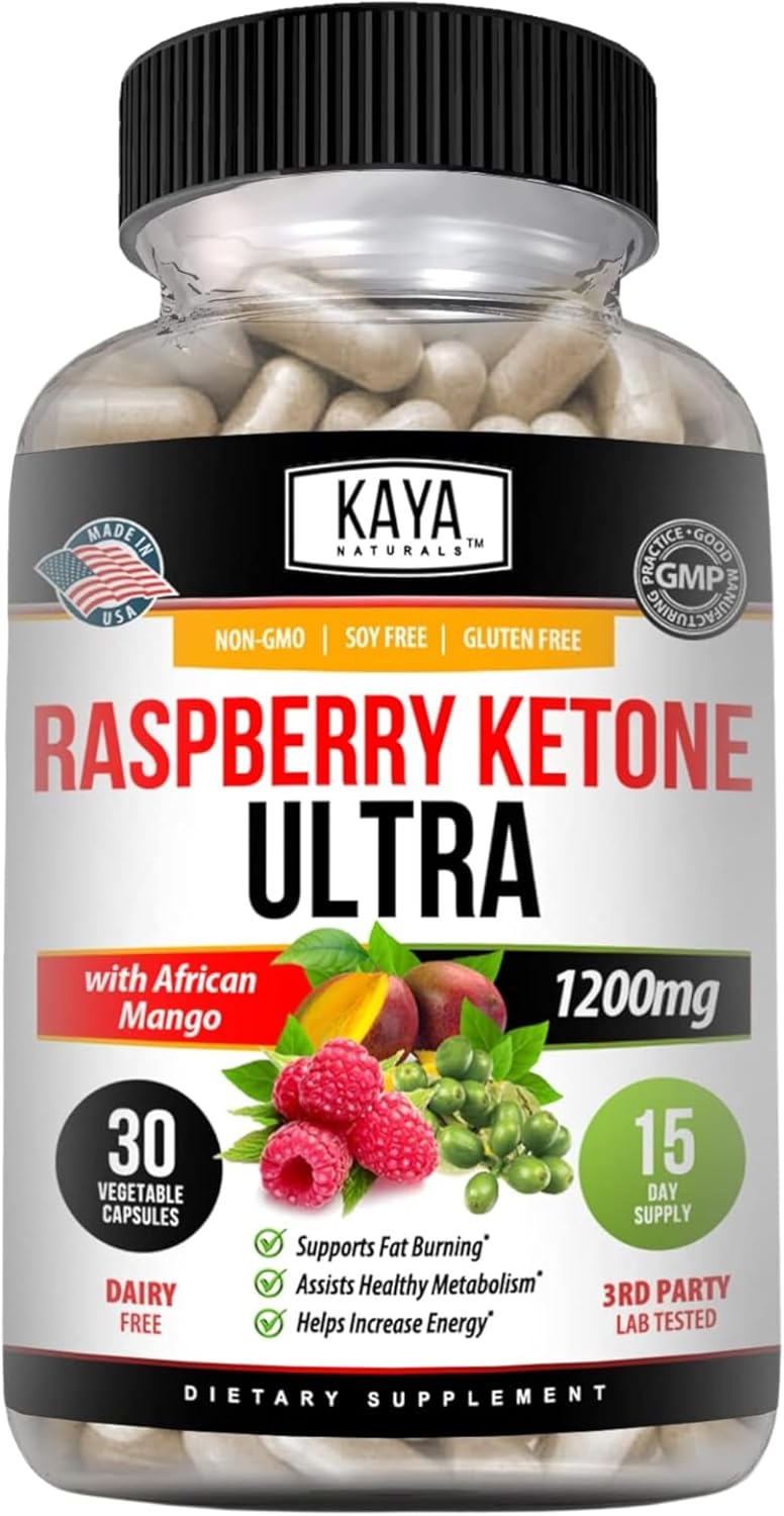 Kaya Naturals Raspberry Ketone Keto Diet Pills - Slimming Formula Supplement for Appetite Control and Metabolism Boost - 30 Count