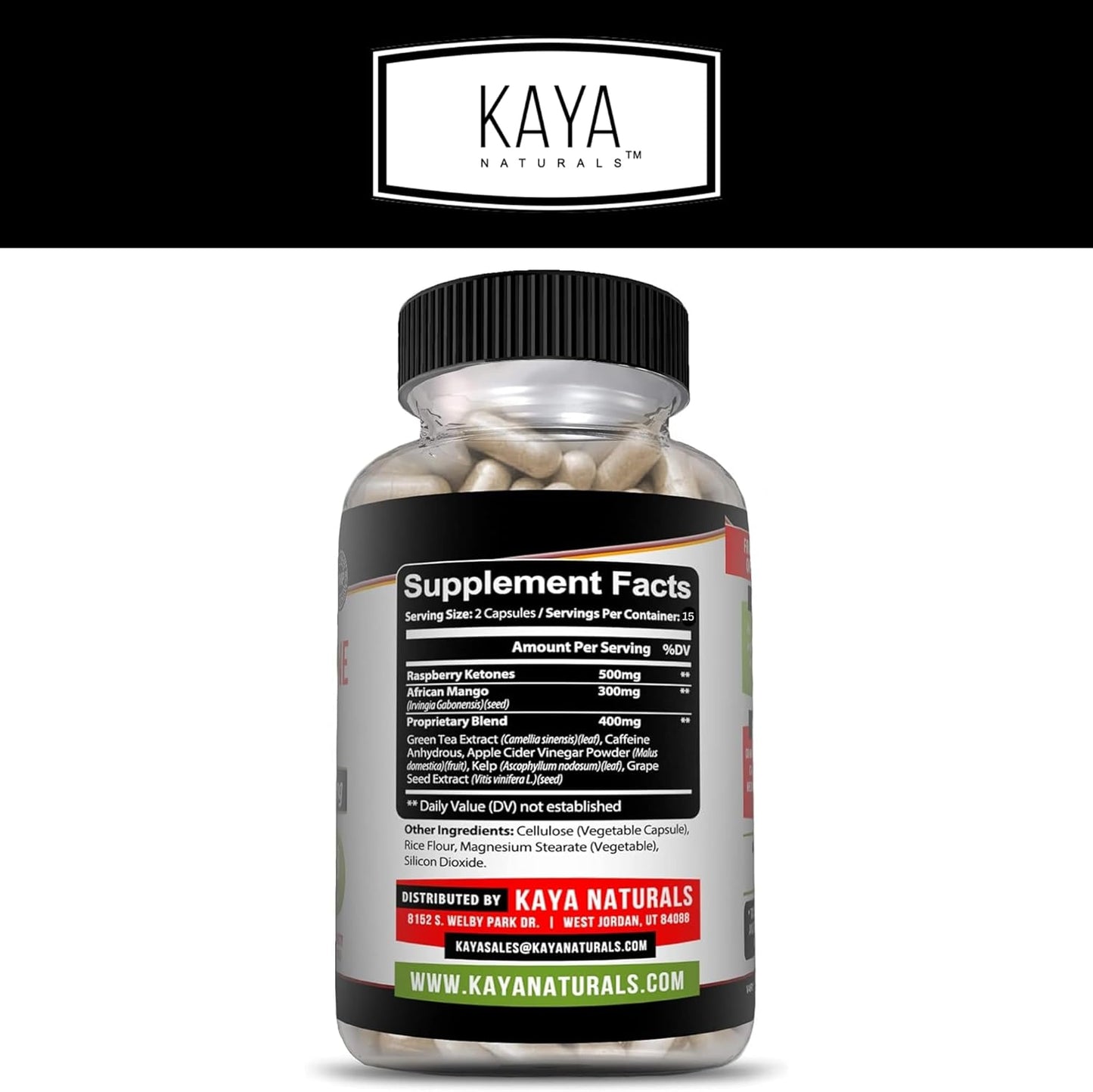 Kaya Naturals Raspberry Ketone Keto Diet Pills - Slimming Formula Supplement for Appetite Control and Metabolism Boost - 30 Count