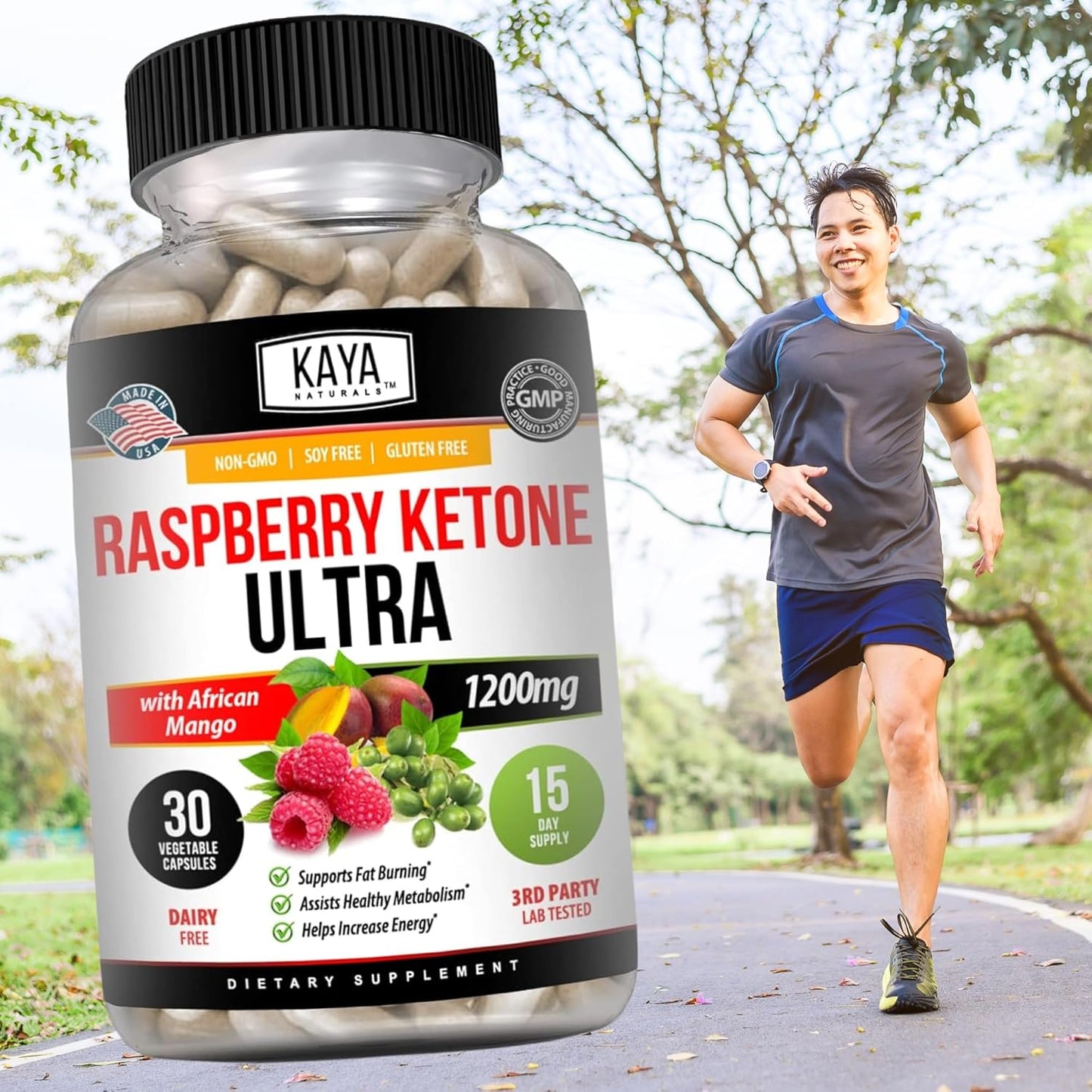 Kaya Naturals Raspberry Ketone Keto Diet Pills - Slimming Formula Supplement for Appetite Control and Metabolism Boost - 30 Count
