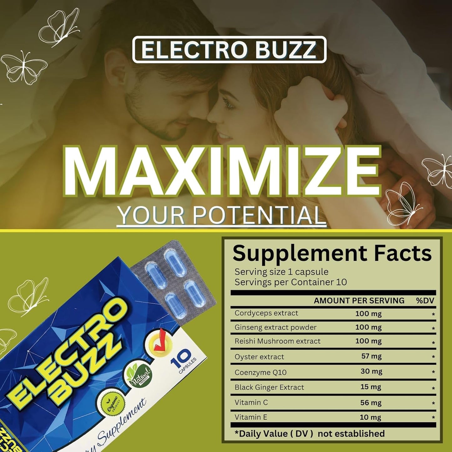 KEEREE Electro Buzz: Endurance and Energy Support with Extra Strength - Unflavored 10 Pack