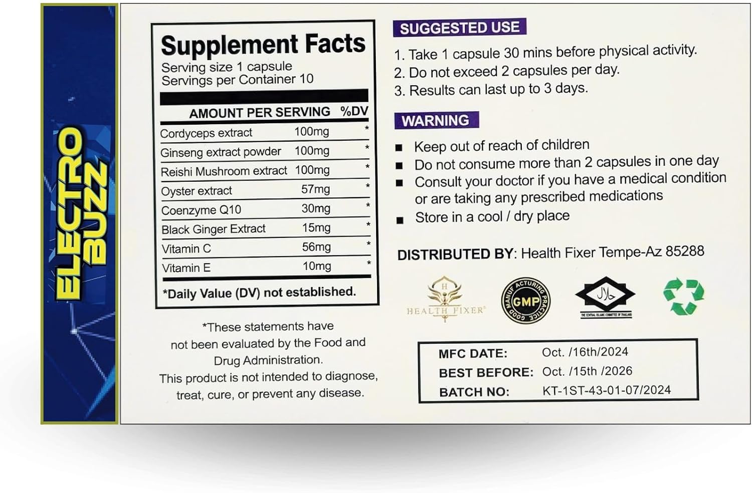 KEEREE Electro Buzz: Endurance and Energy Support with Extra Strength - Unflavored 10 Pack