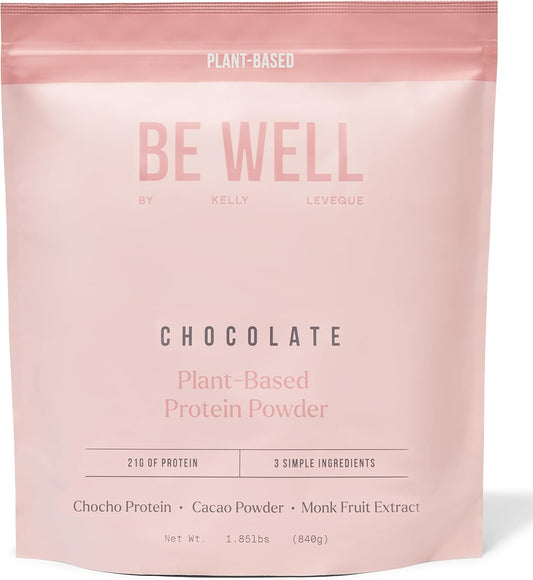 Kelly LeVeque Chocolate Plant-Based Protein Powder - 21g Protein, 9g Fiber, Vegan, 20 Servings - No Soy, Dairy, Stevia, Sugar Added