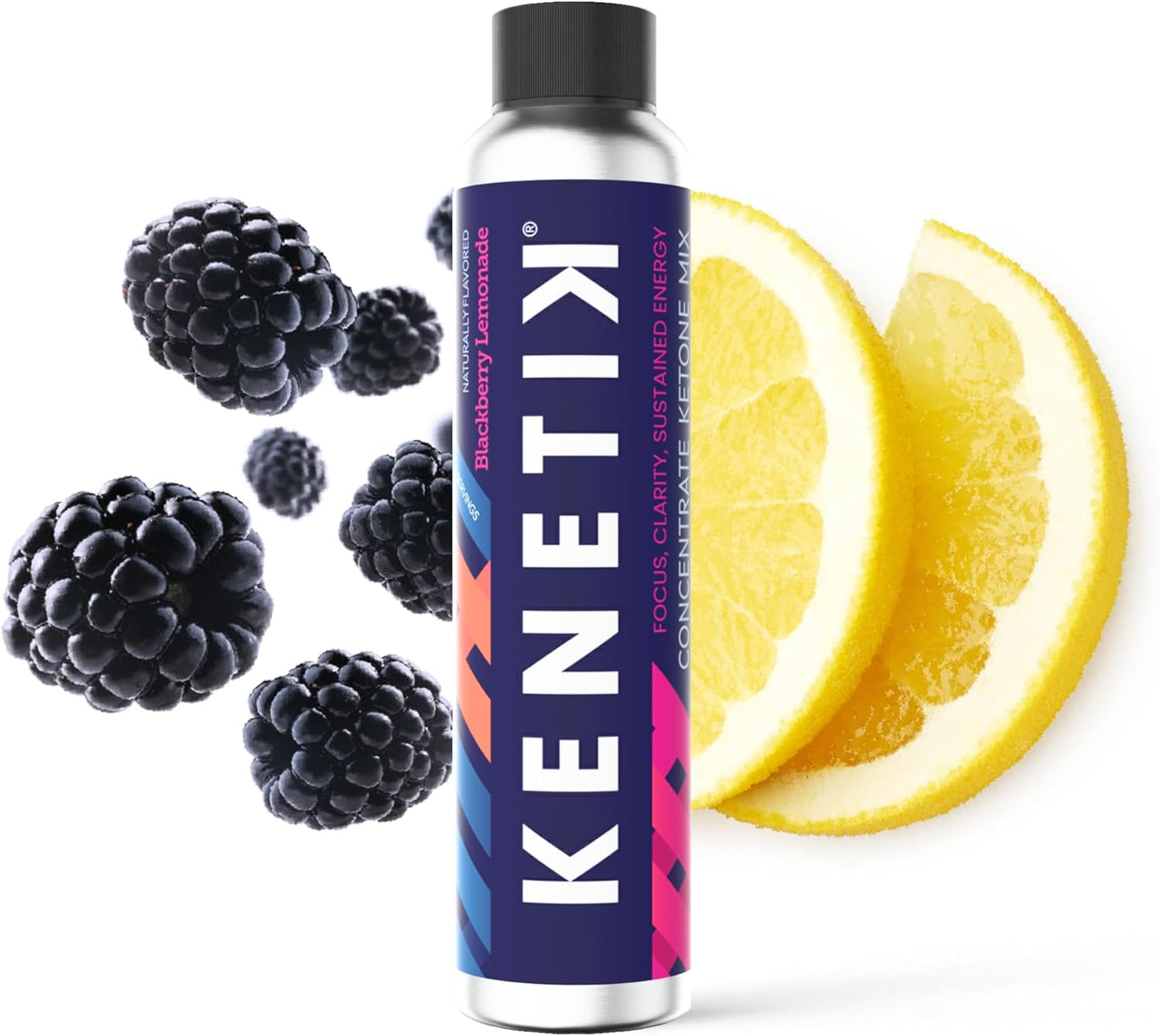 KENETIK Blackberry Lemonade Ketone Drink Mix - Exogenous Ketones Blend, Keto, Caffeine & Sugar Free, Vegan Nootropics Brain Supplement for Memory and Focus - 3 Pack (12 Servings)