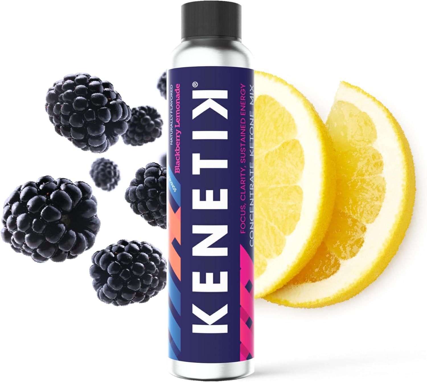 KENETIK Blackberry Lemonade Ketone Drink Mix - Exogenous Ketones Blend, Keto, Caffeine & Sugar Free, Vegan Nootropics Brain Supplement for Memory and Focus - 3 Pack (12 Servings)