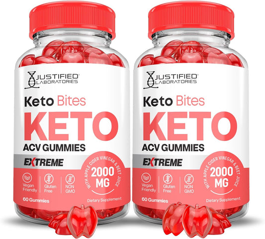 Keto ACV Gummies 2 Pack 2000MG Extreme Keto Bites with Pomegranate Beet Juice Powder B12 - Vegan & Non-GMO 120 Gummies