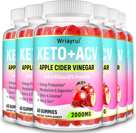 Keto Apple Cider Vinegar Gummies with Green Tea Extract, Probiotics & B12 for Metabolism and Digestion - 360 Gummies