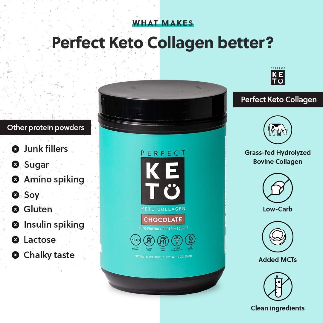 Keto Bundle with Chocolate Collagen, 100 Ketone Test Strips, and Vanilla MCT Oil Powder | Enhance Fat Burning and Boost Energy | 30 Day Supply
