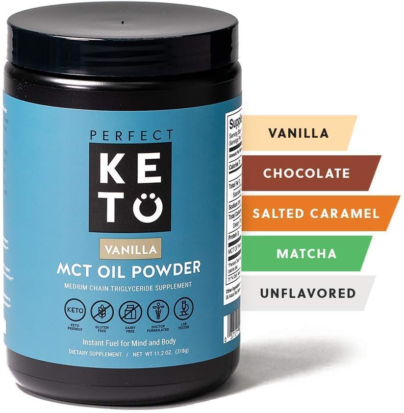 Keto Bundle with Chocolate Collagen, 100 Ketone Test Strips, and Vanilla MCT Oil Powder | Enhance Fat Burning and Boost Energy | 30 Day Supply