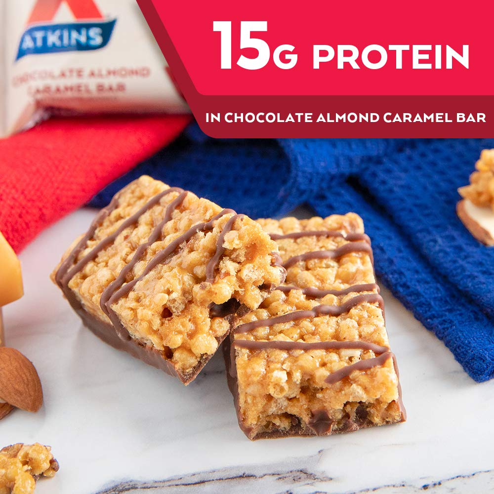 Keto Chocolate Almond Caramel Bar with Real Almond Butter - Gluten Free Snack (Pack of 5)