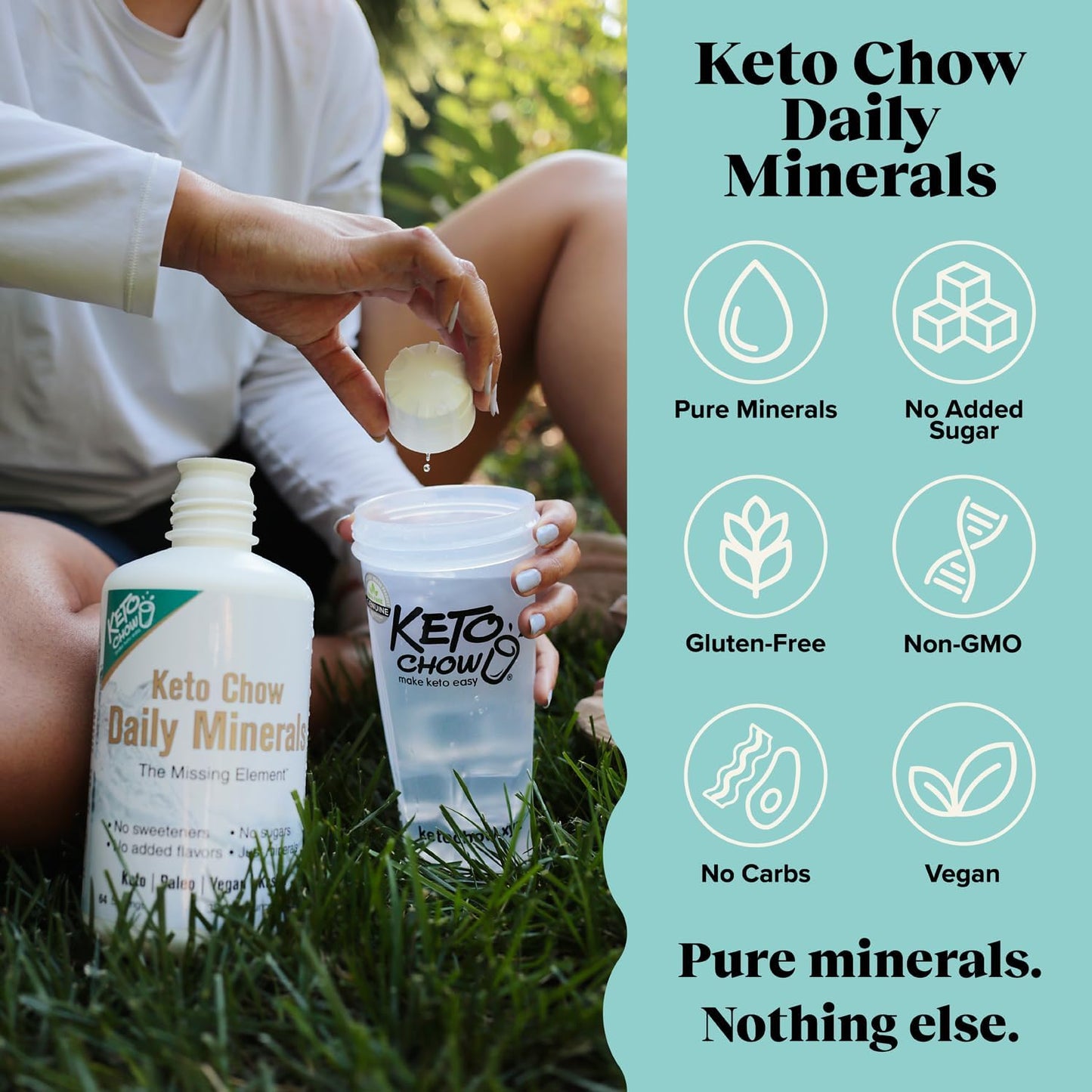 Keto Chow Daily Minerals Drops for Electrolyte Balance - Copper, Magnesium, Chromium, Zinc, Boron, & Selenium - Zero Sugar - Keto, Gluten Free, Vegan - Non GMO - Travel Size - 2 oz