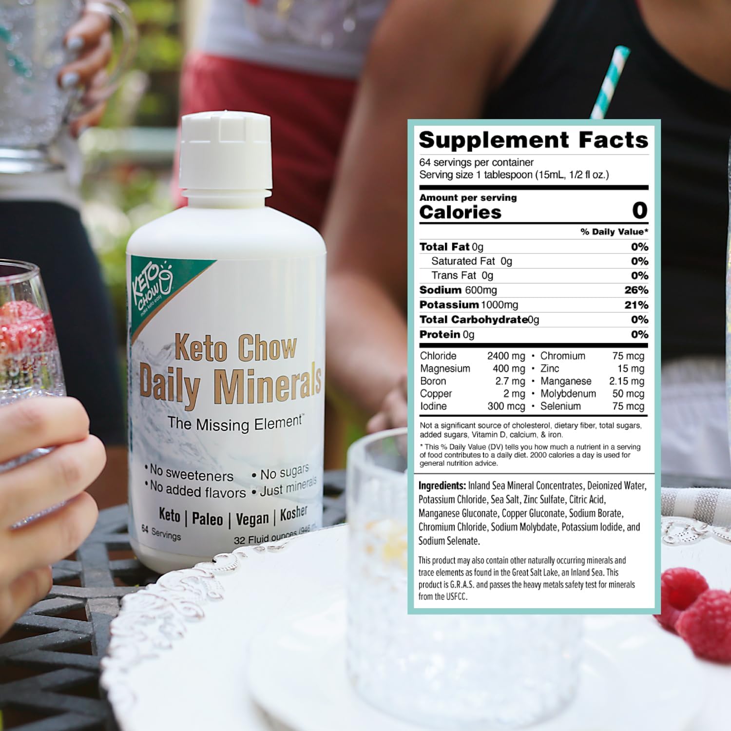 Keto Chow Daily Minerals Drops for Electrolyte Balance - Copper, Magnesium, Chromium, Zinc, Boron, & Selenium - Zero Sugar - Keto, Gluten Free, Vegan - Non GMO - Travel Size - 2 oz