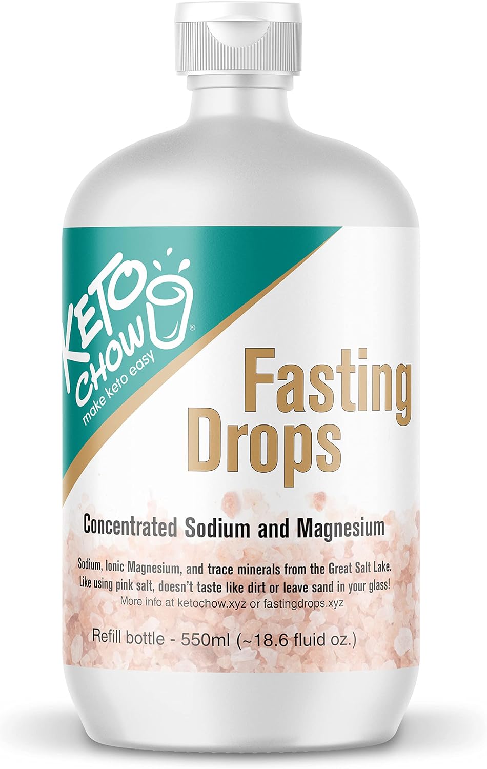 Keto Chow Fasting Drops - Sodium & Ionic Magnesium Supplement for Intermittent Fasting - Electrolyte Replenisher - 550ml Bottle